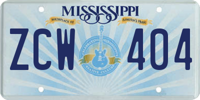 MS license plate ZCW404