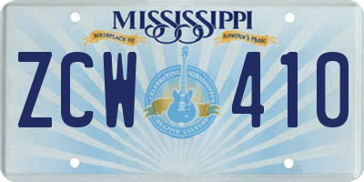 MS license plate ZCW410