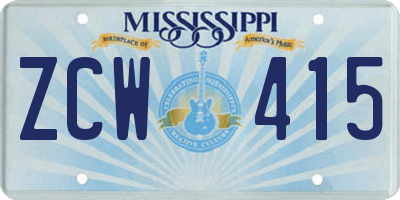 MS license plate ZCW415