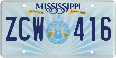 MS license plate ZCW416