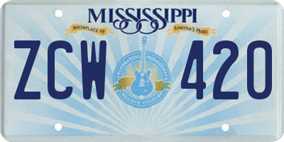 MS license plate ZCW420