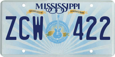MS license plate ZCW422