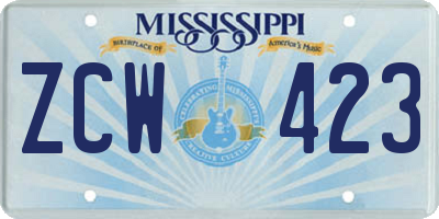 MS license plate ZCW423