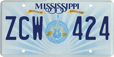 MS license plate ZCW424