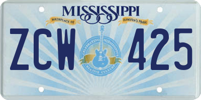 MS license plate ZCW425