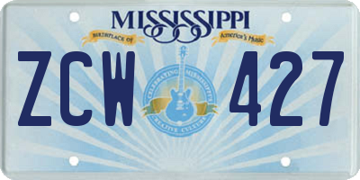 MS license plate ZCW427