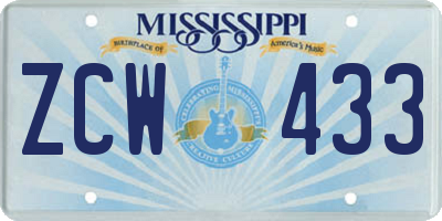 MS license plate ZCW433