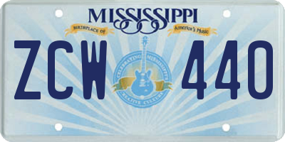 MS license plate ZCW440