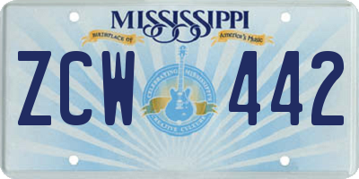 MS license plate ZCW442