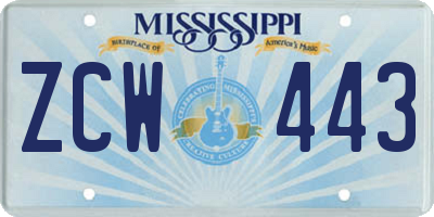 MS license plate ZCW443