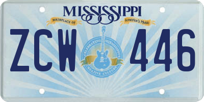 MS license plate ZCW446