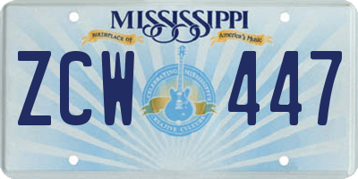MS license plate ZCW447