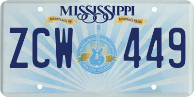 MS license plate ZCW449