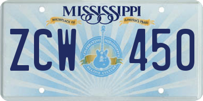 MS license plate ZCW450