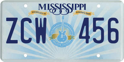 MS license plate ZCW456