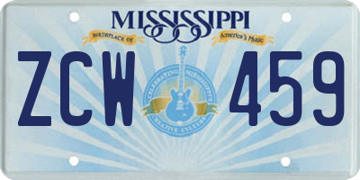 MS license plate ZCW459