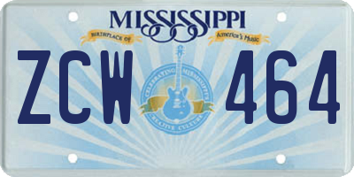MS license plate ZCW464