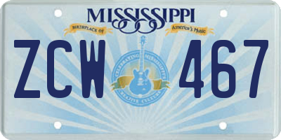 MS license plate ZCW467