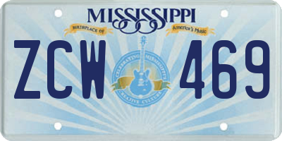 MS license plate ZCW469