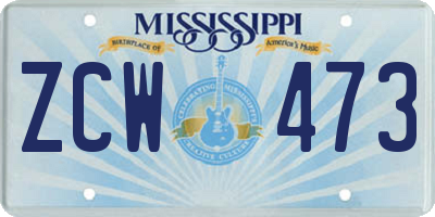 MS license plate ZCW473
