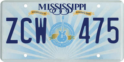 MS license plate ZCW475