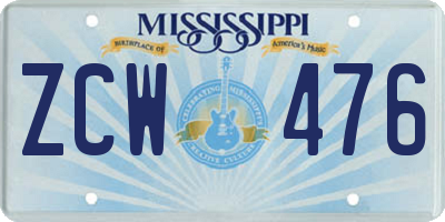 MS license plate ZCW476