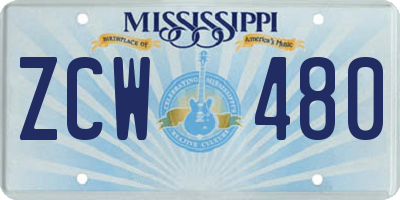 MS license plate ZCW480