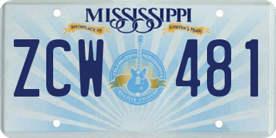 MS license plate ZCW481