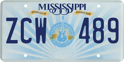 MS license plate ZCW489