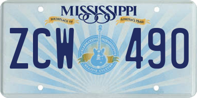 MS license plate ZCW490