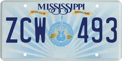 MS license plate ZCW493
