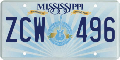 MS license plate ZCW496
