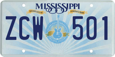 MS license plate ZCW501