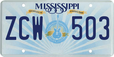 MS license plate ZCW503