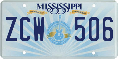 MS license plate ZCW506
