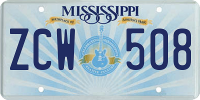 MS license plate ZCW508