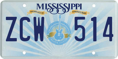 MS license plate ZCW514