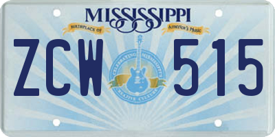 MS license plate ZCW515
