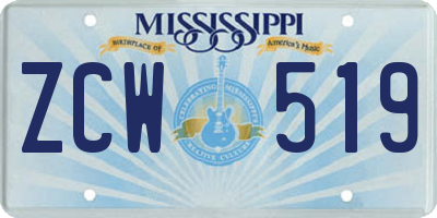 MS license plate ZCW519