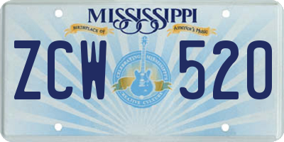 MS license plate ZCW520