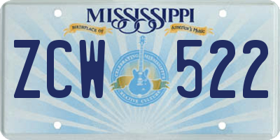 MS license plate ZCW522
