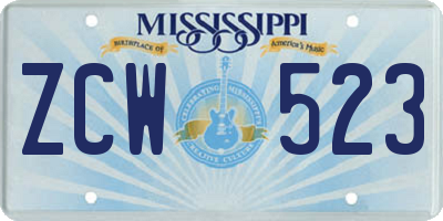 MS license plate ZCW523