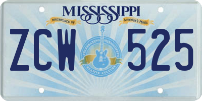 MS license plate ZCW525
