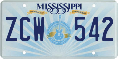 MS license plate ZCW542