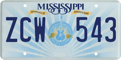 MS license plate ZCW543