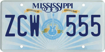 MS license plate ZCW555