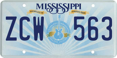 MS license plate ZCW563
