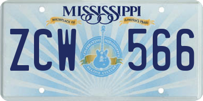 MS license plate ZCW566
