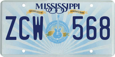 MS license plate ZCW568