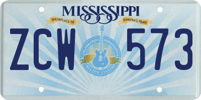 MS license plate ZCW573